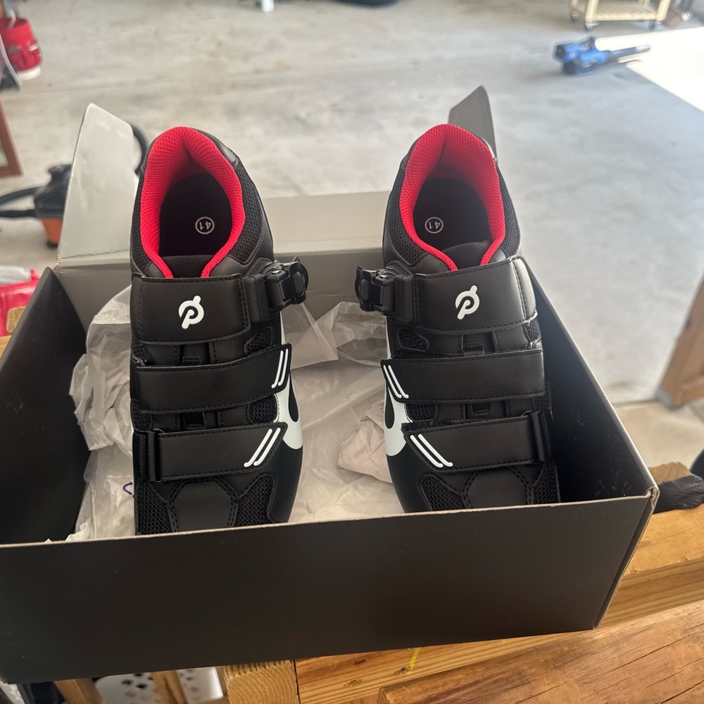 Peloton Athletic Shoes for spin bike - Black with Red and White Accents